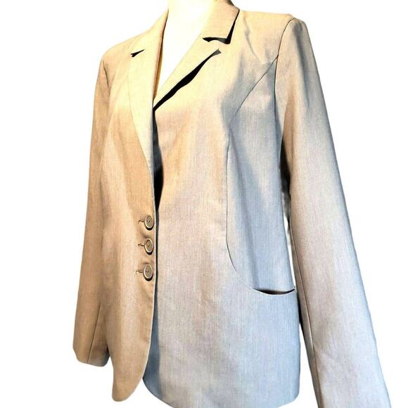 Venus Vintage Jacket Size 14, EU 44 Gray Blazer Large Styled Pockets Lined Retro - Picture 1 of 10